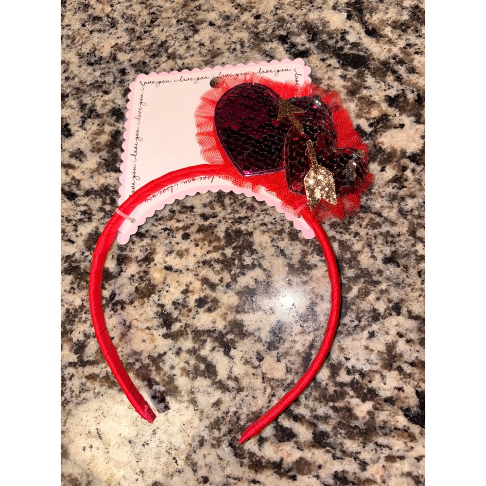 Target‎ Valentine's Day Red Sequin Heart Arrow Tulle Headband New